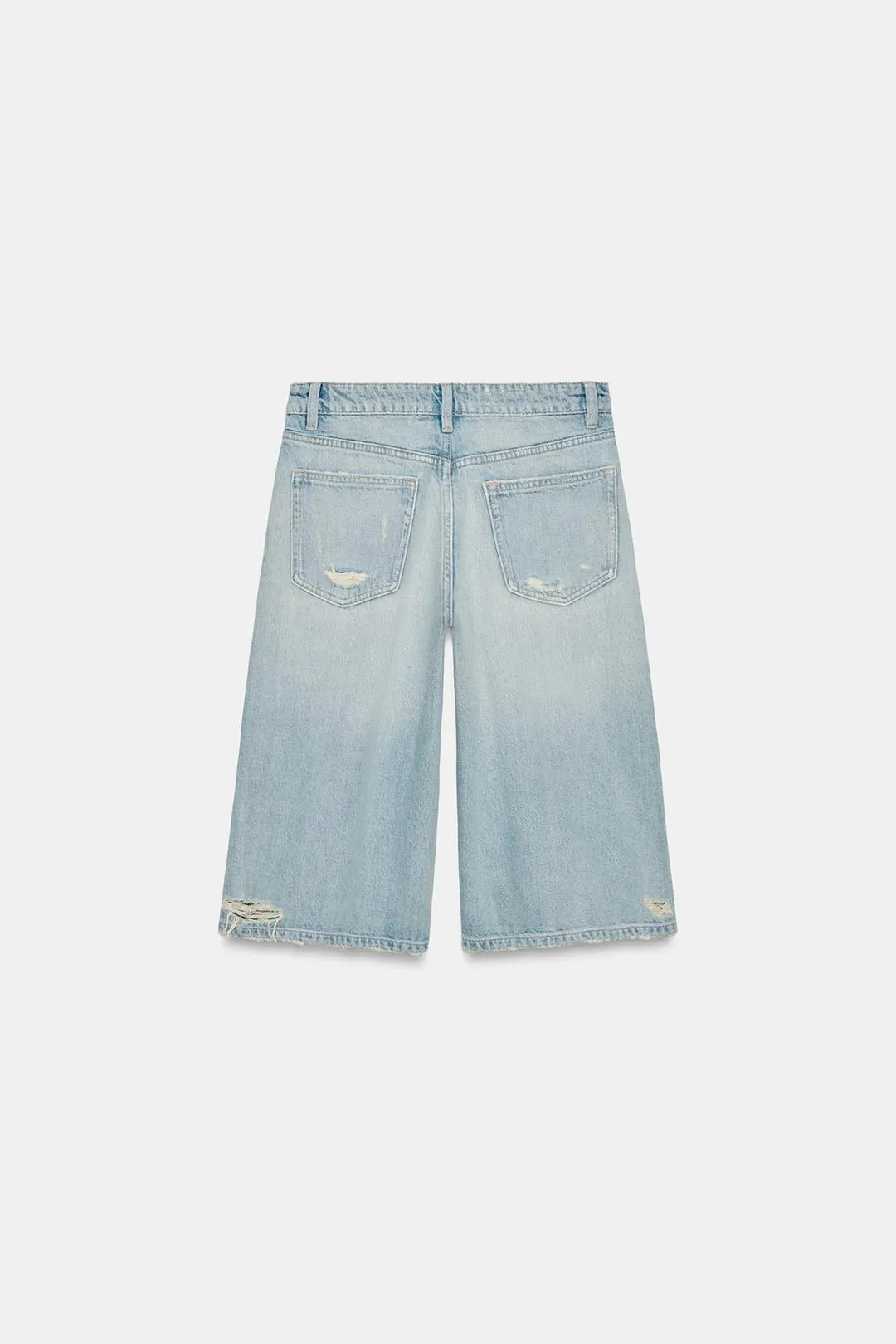 Рваные джинсовые бермуды средней посадки TRF, Zara