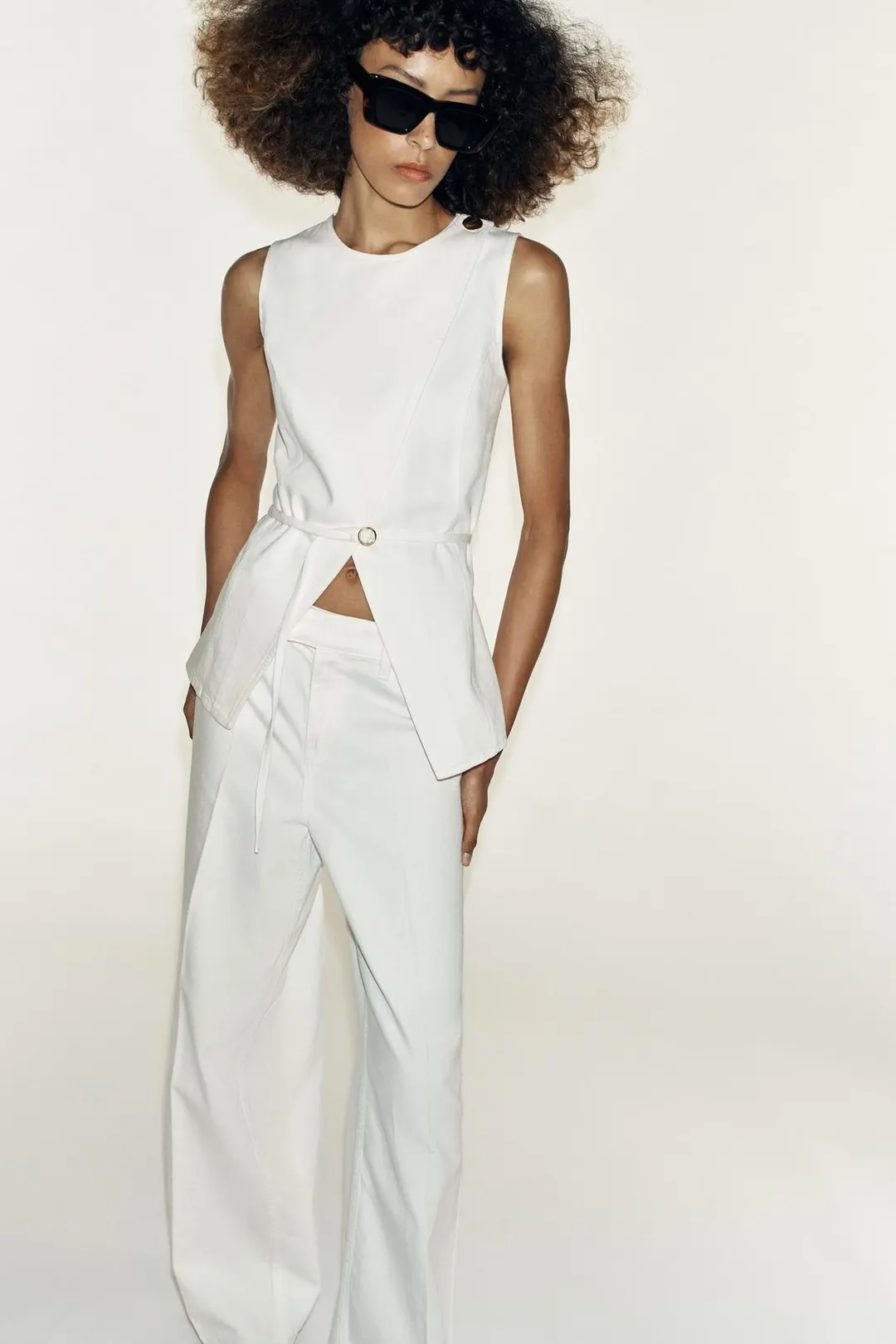Жилет джинсовый с запахом и поясом Z1975, Zara