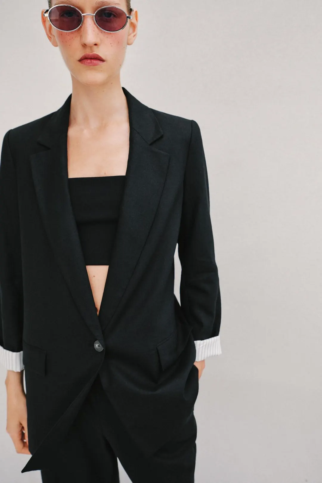 Блейзер со льном и подвернутыми рукавами, Zara