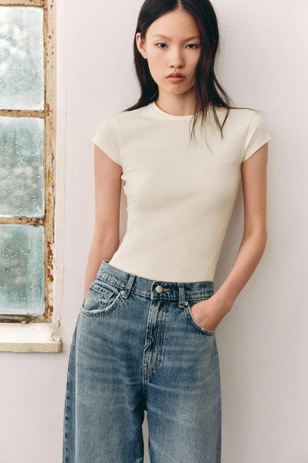 Облегающая футболка с короткими рукавами, Zara