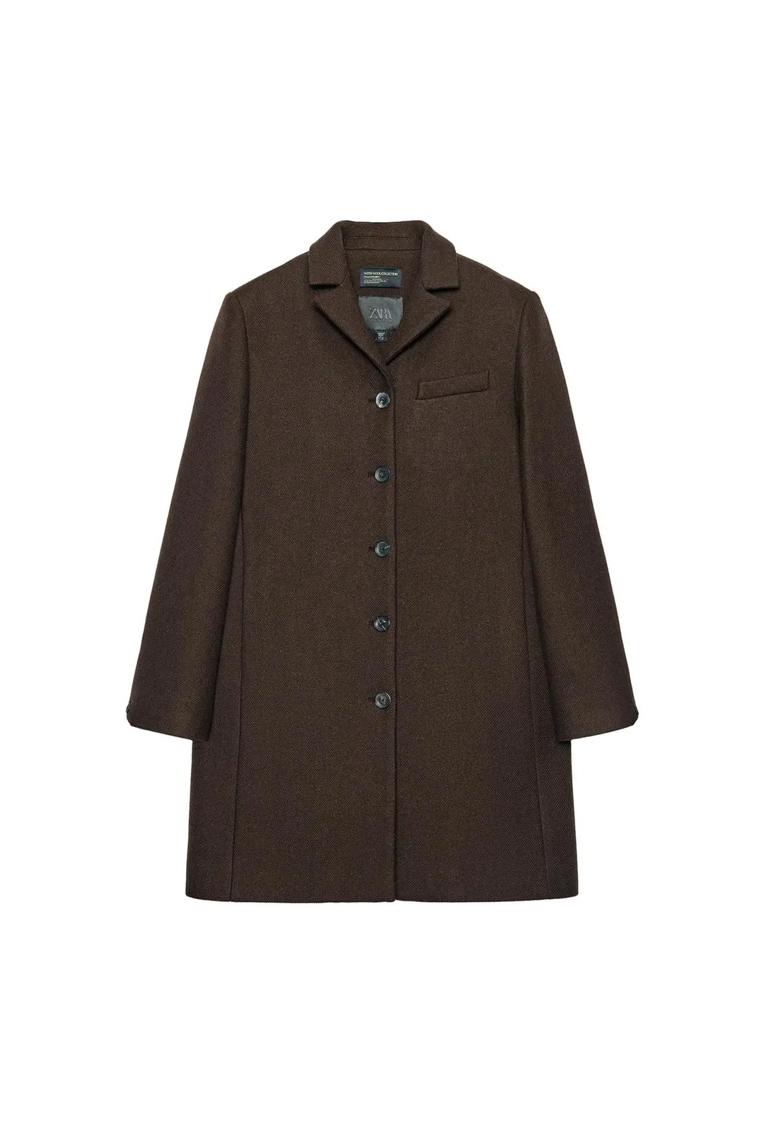 Пальто миди из смесовой шерсти ZW Collection, Zara