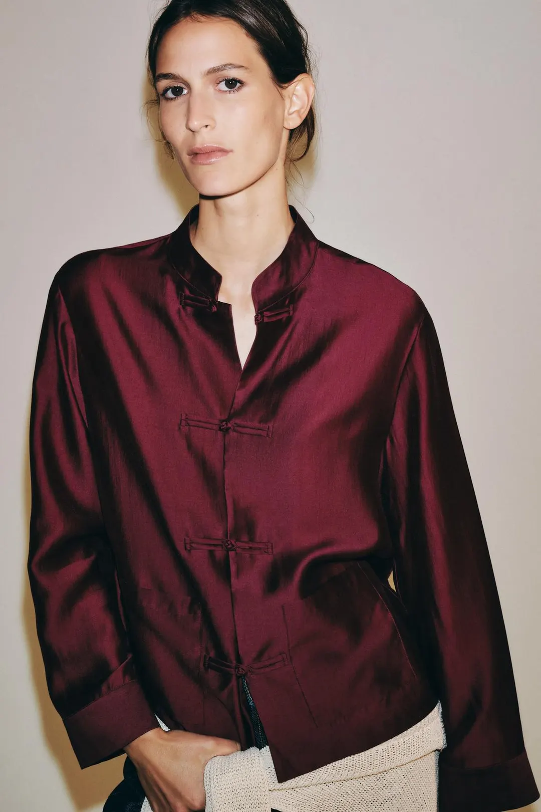 Рубашка ZW COLLECTION с застежкой на узелки, Zara