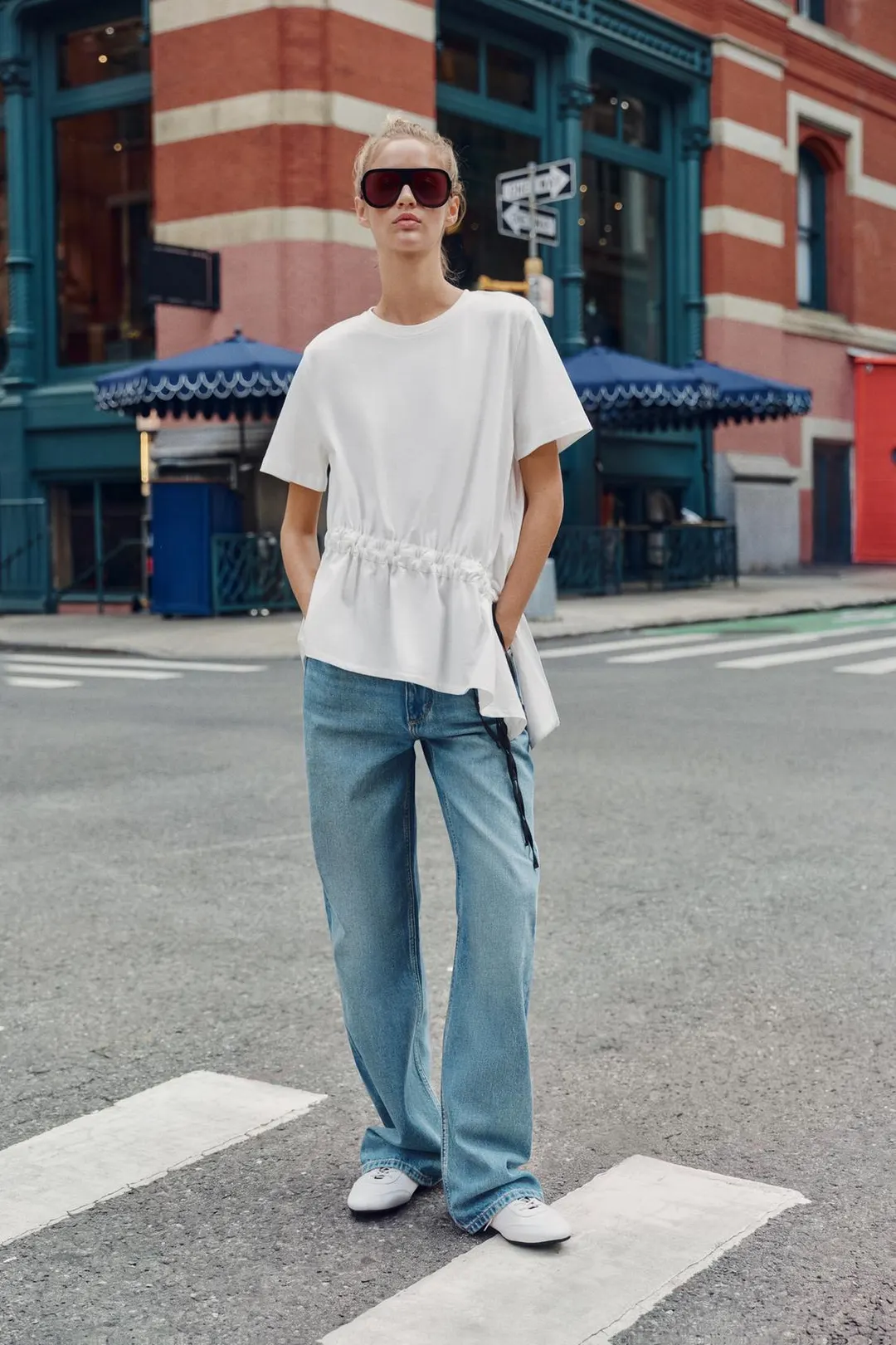Футболка с контрастной кулиской, Zara