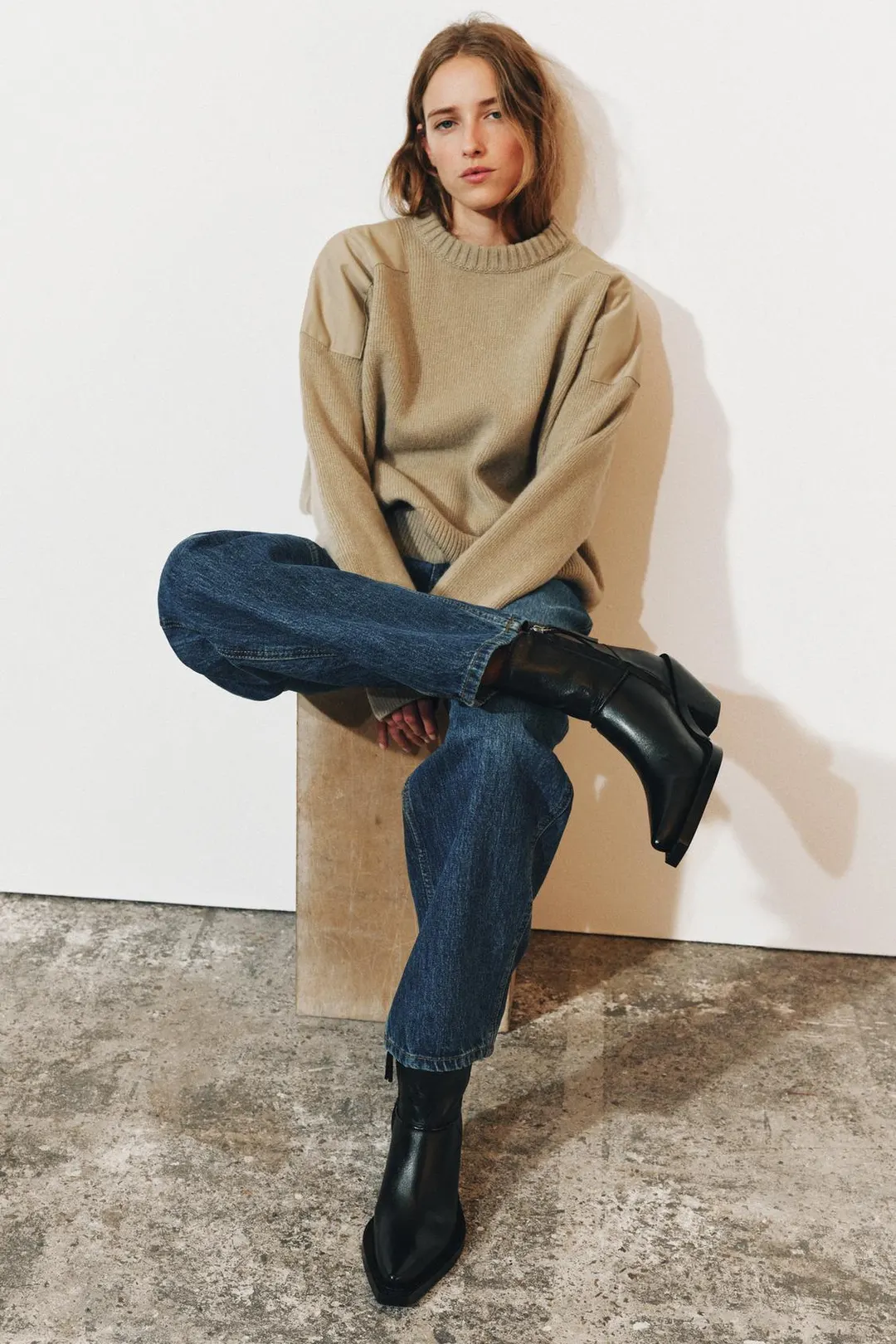 Ковбойские ботильоны из кожи, Zara
