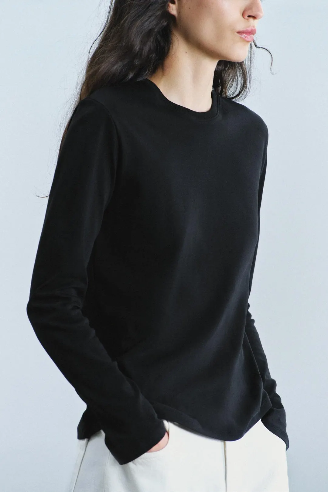 Футболка из интерлока с длинными рукавами, Zara