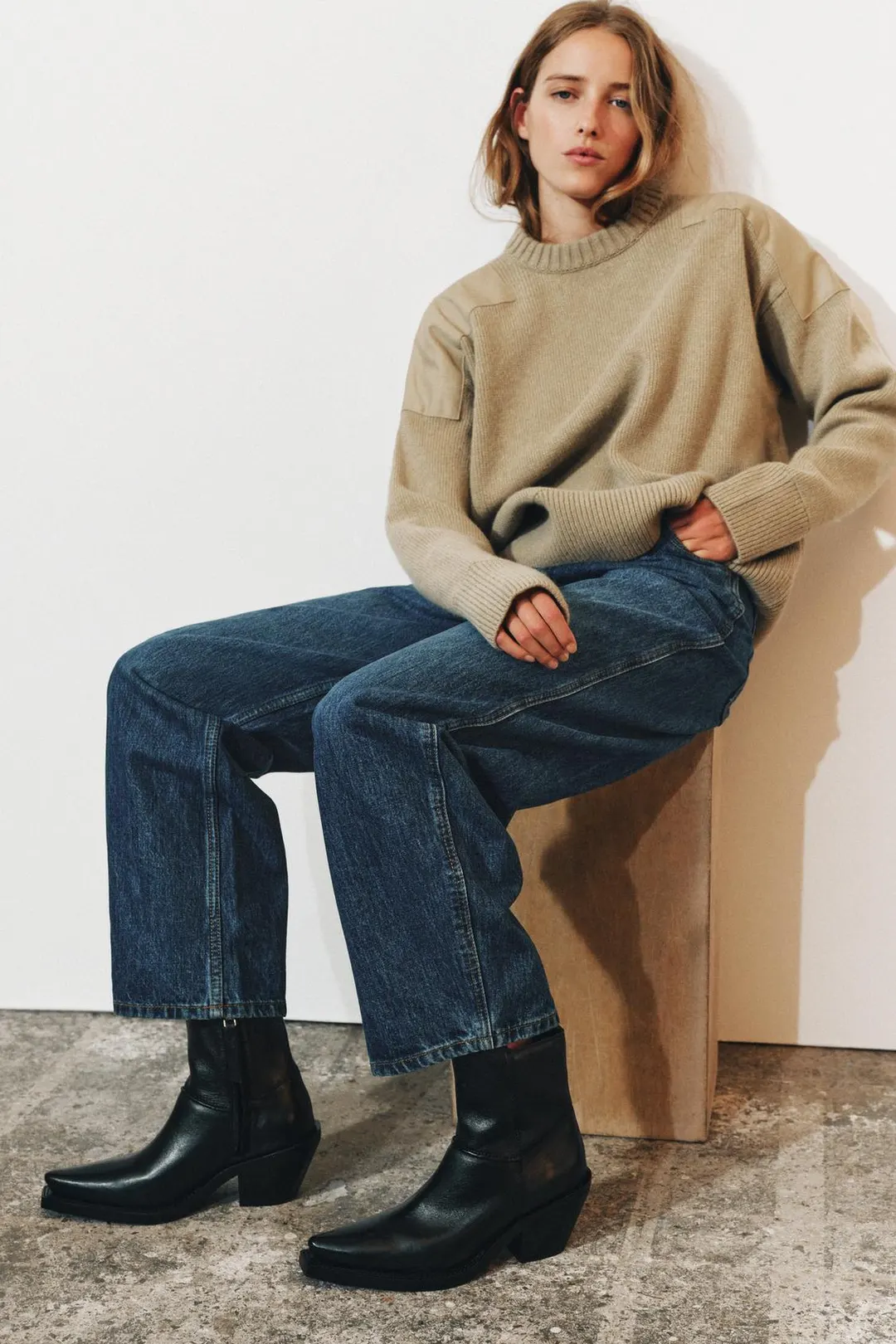 Ковбойские ботильоны из кожи, Zara