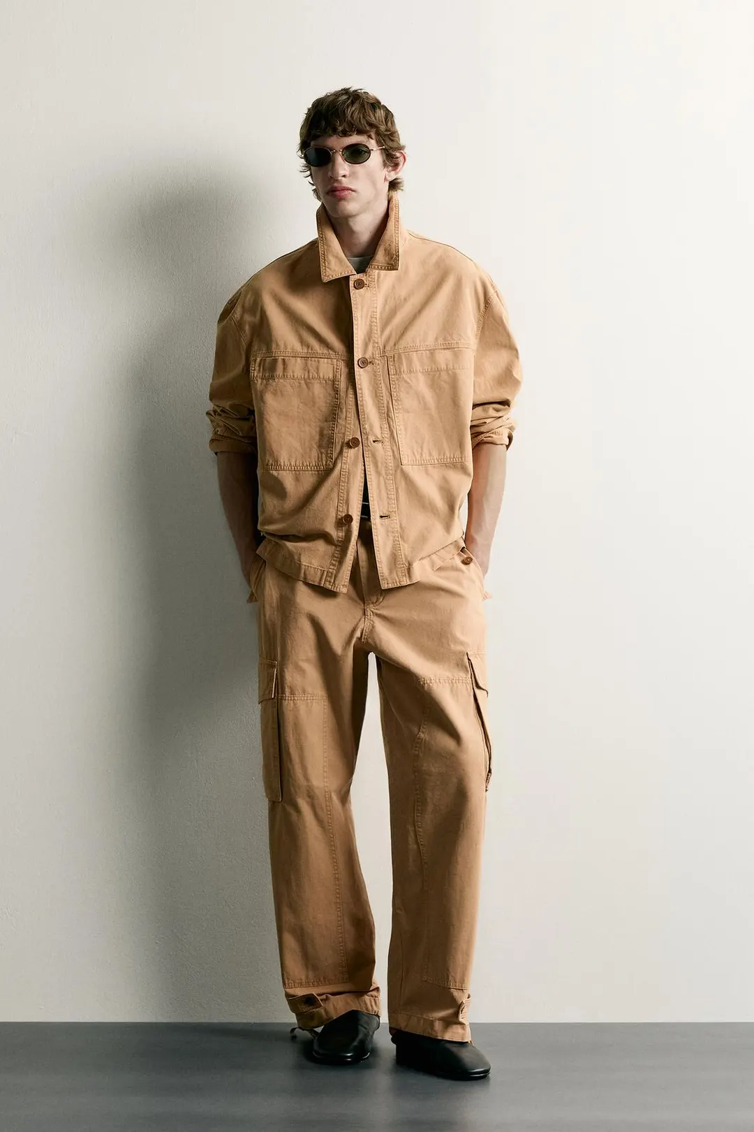 Брюки карго свободного кроя с эффектом стирки, Zara