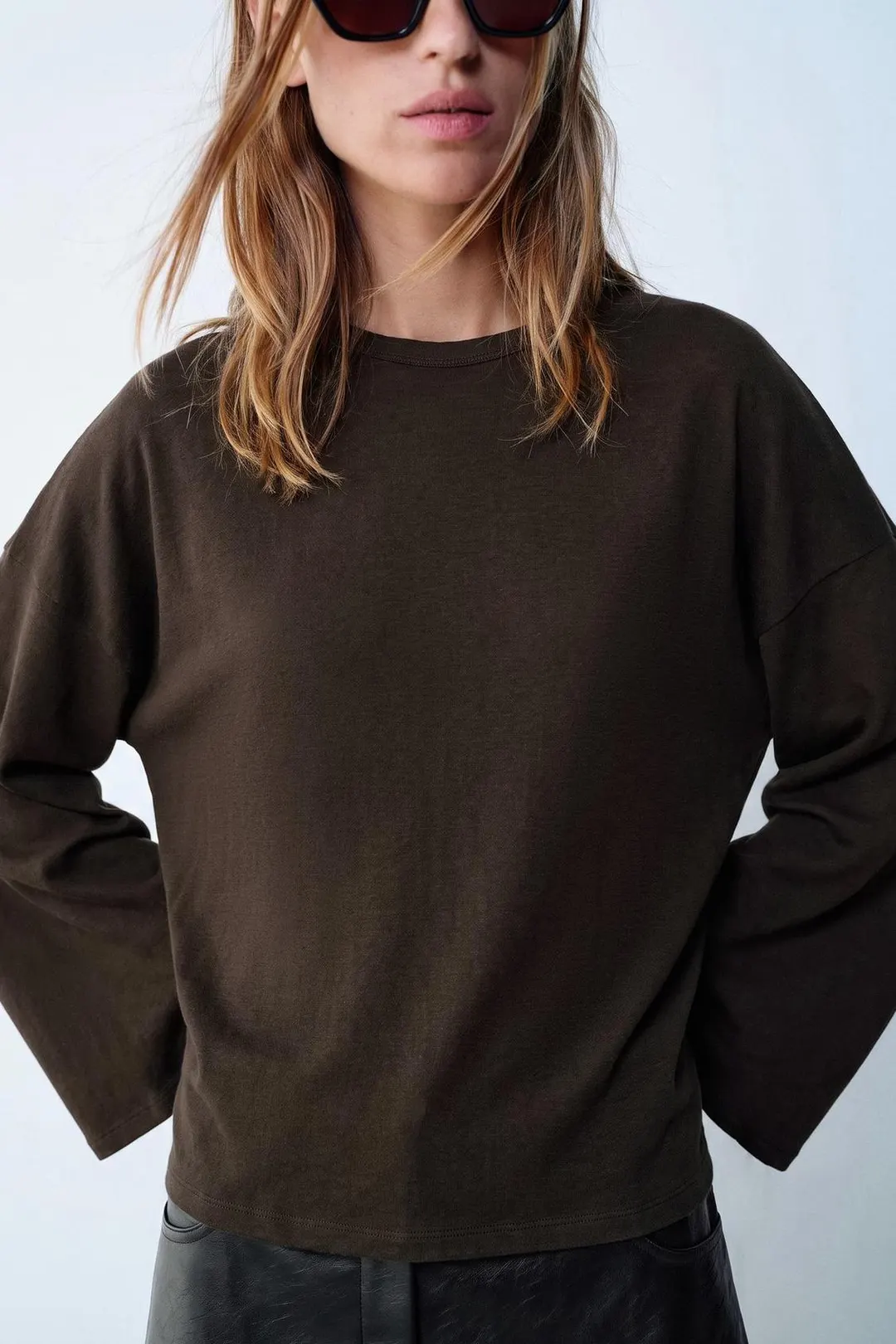 Футболка из хлопка с широкими рукавами, Zara