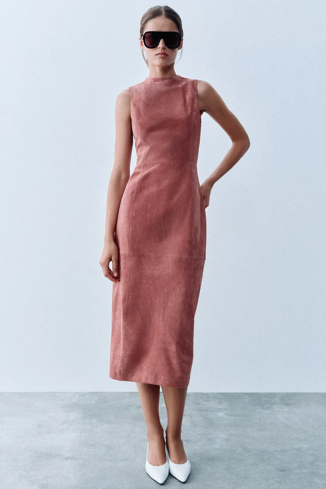 Платье миди из 100% кожи, Zara