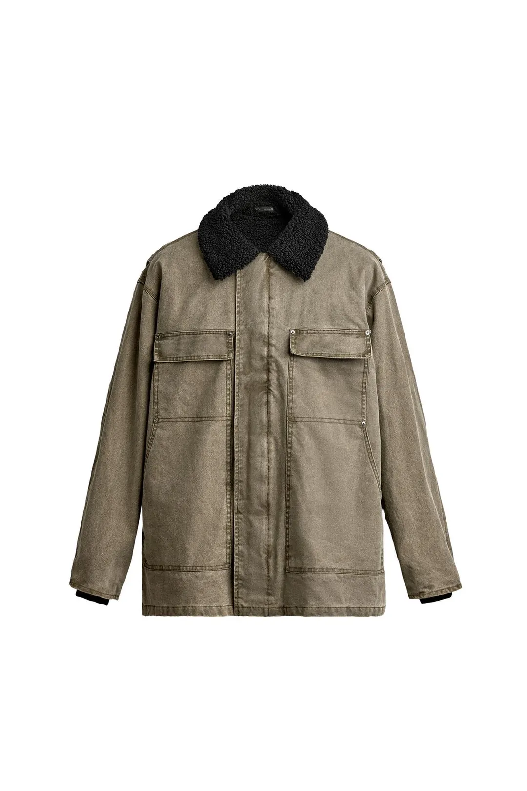 Короткое комбинированное пальто из искусственной овчины, Zara