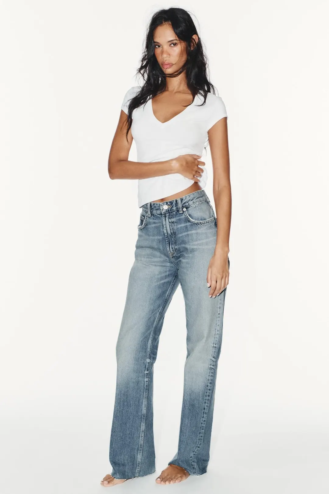 Широкие джинсы TRF с высокой посадкой, Zara