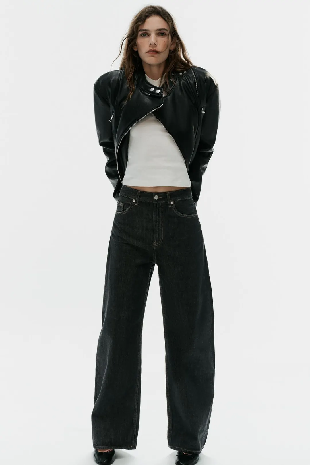 Куртка-косуха под кожу с поясом, Zara