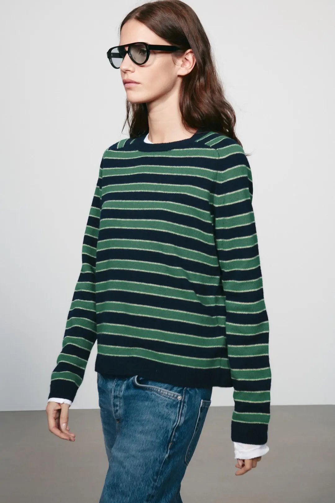Свитер в полоску из 100% шерсти, Zara