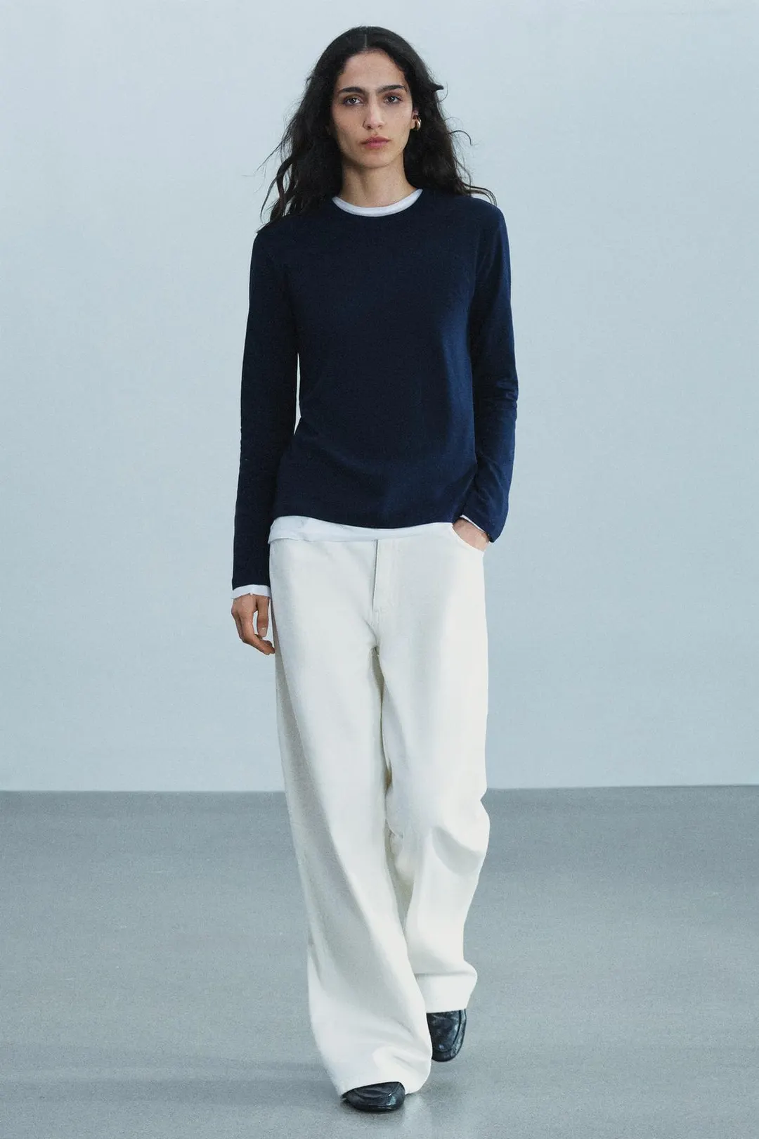Футболка из интерлока с длинными рукавами, Zara