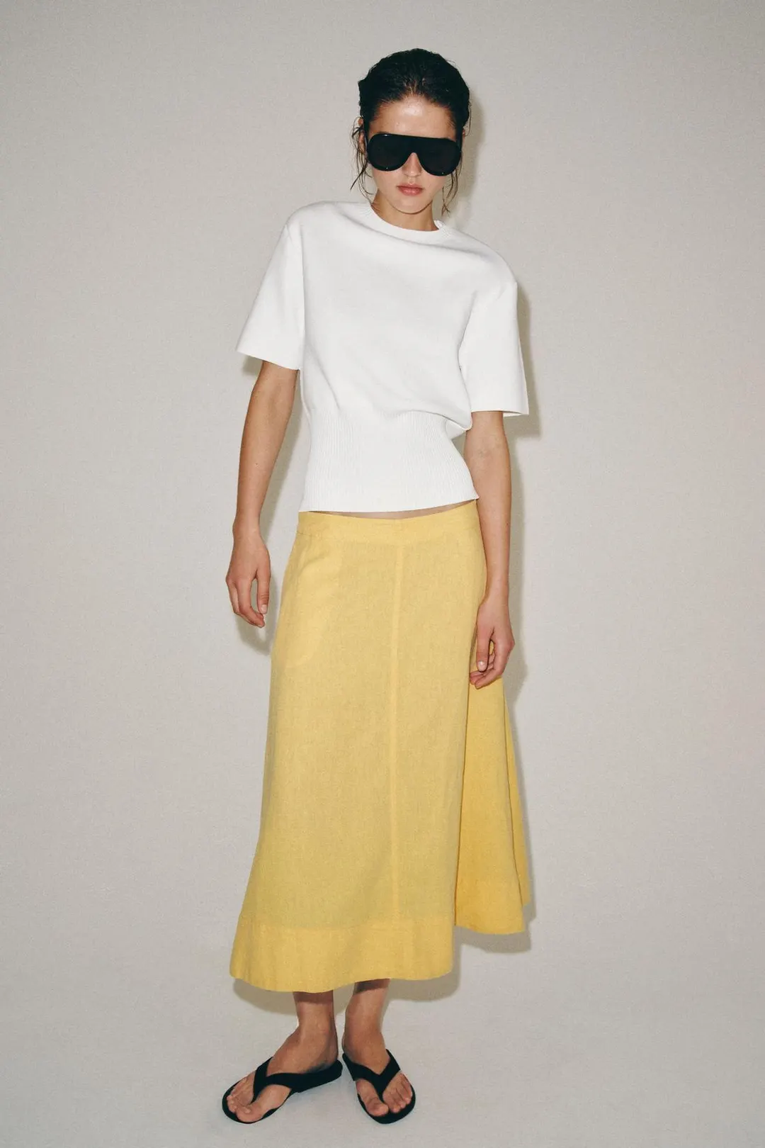 Юбка миди из смесового льна ZW Collection, Zara