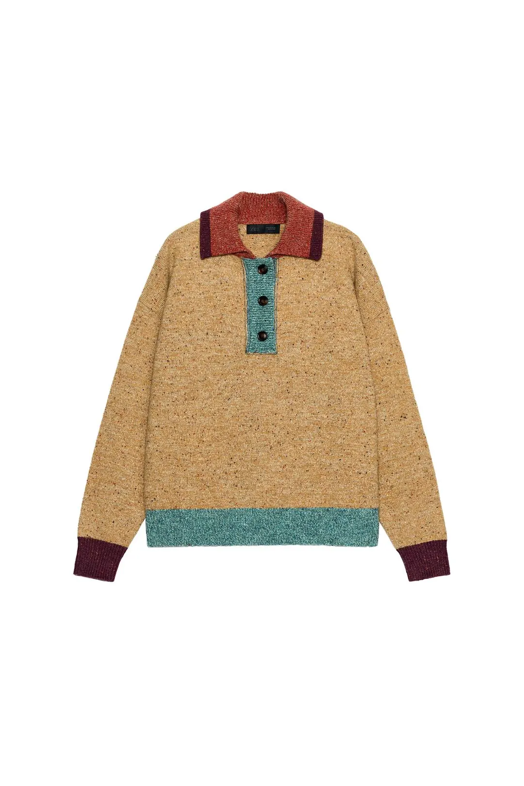 Вязаное поло из смесовой шерсти, Zara