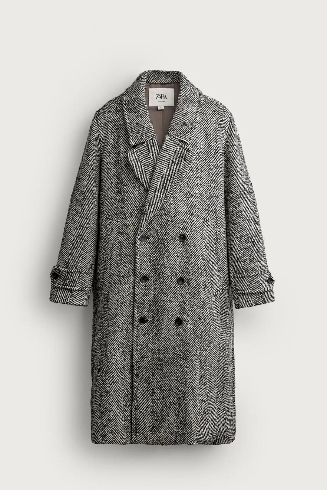 Пальто оверсайз с узором в елочку, Zara