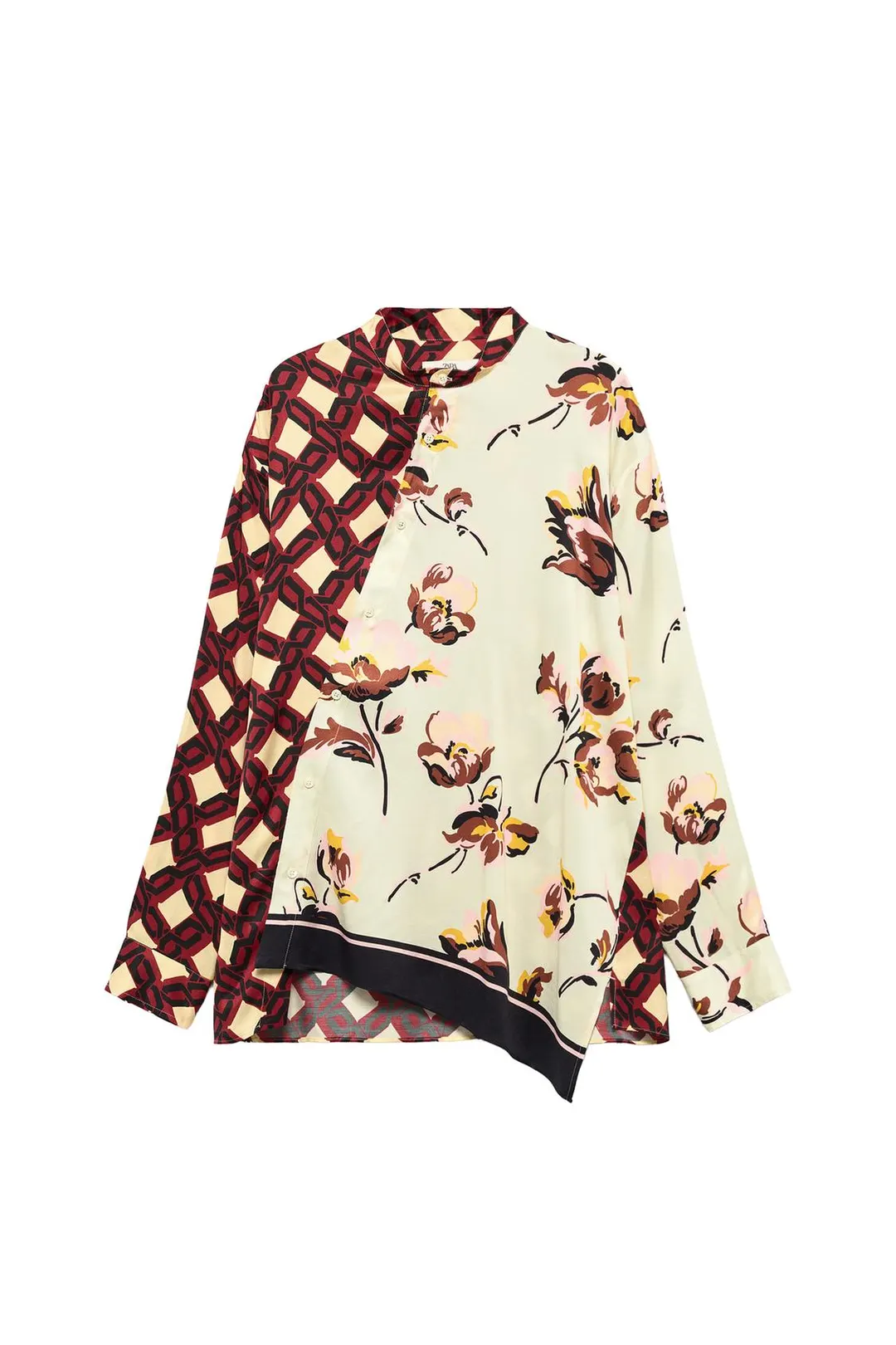 Рубашка оверсайз с комбинированным принтом Limited Edition, Zara