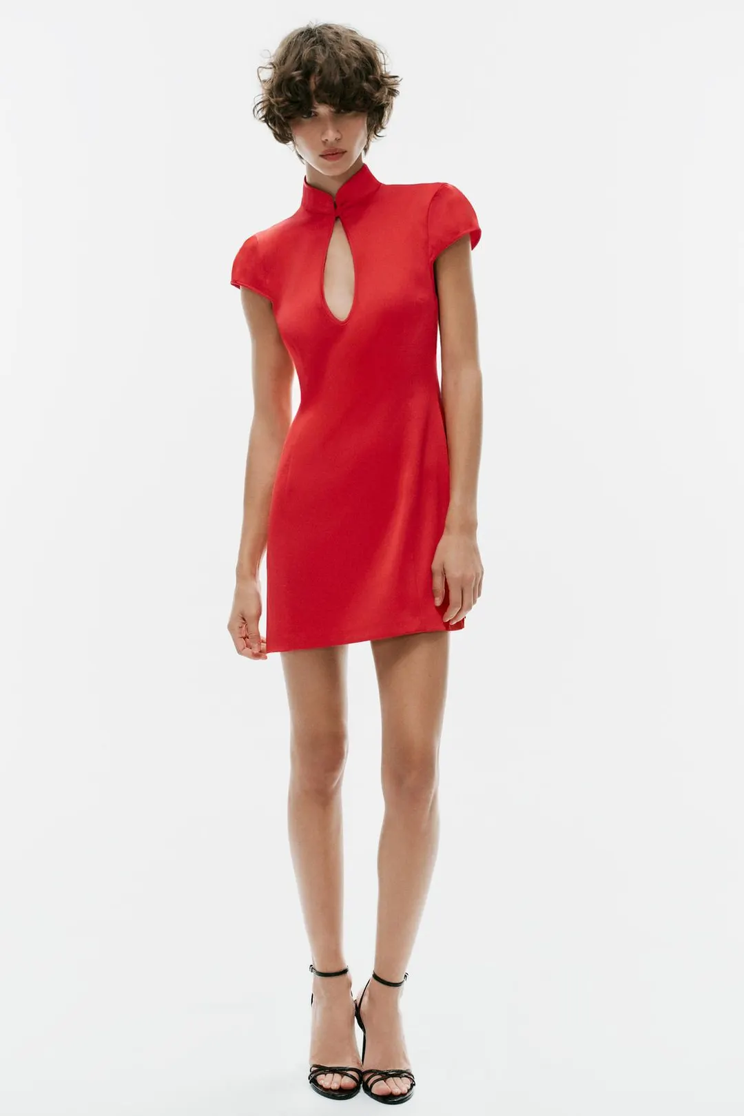 Платье мини атласное с вырезами, Zara