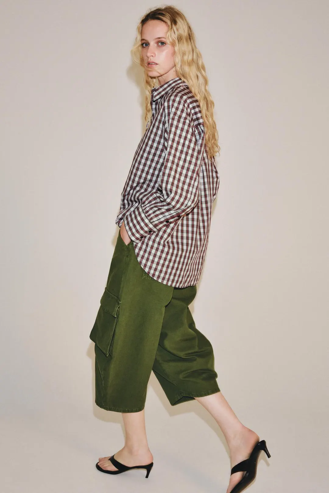 Рубашка оверсайз в клетку ZW Collection, Zara