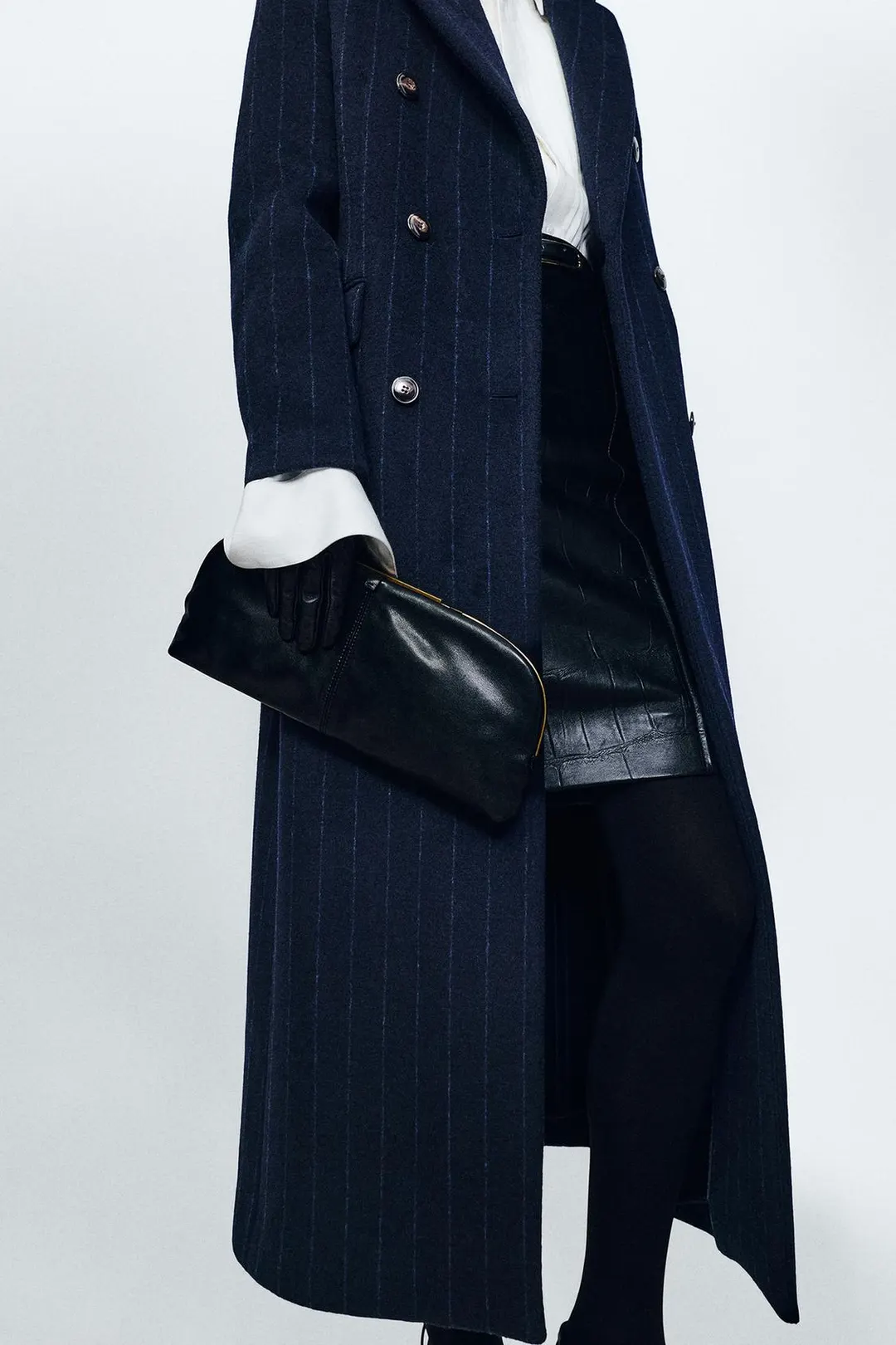 Пальто в тонкую полоску из смесовой шерсти ZW Collection, Zara