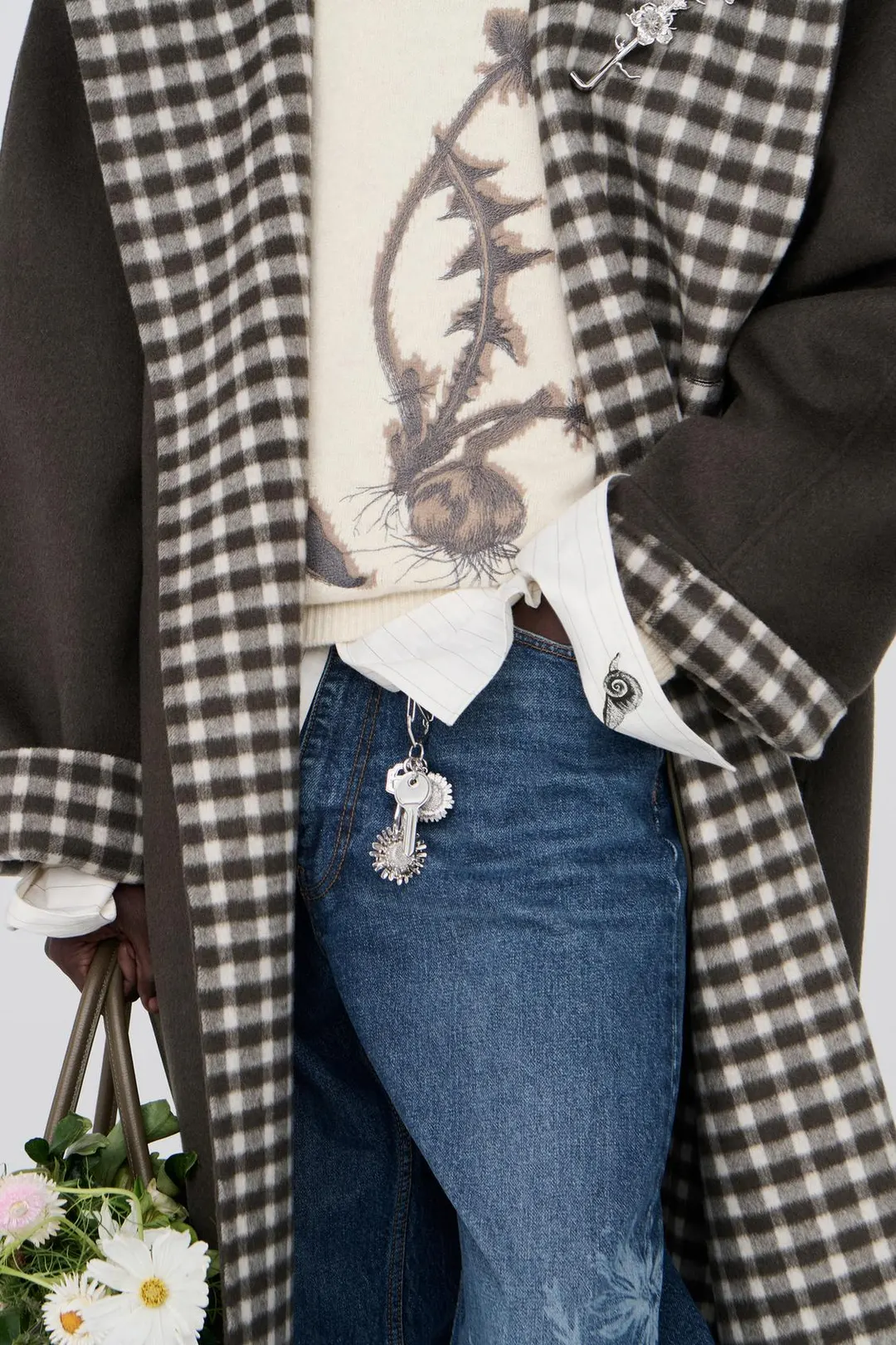 Пальто двустороннее в клетку из смесовой шерсти, Zara