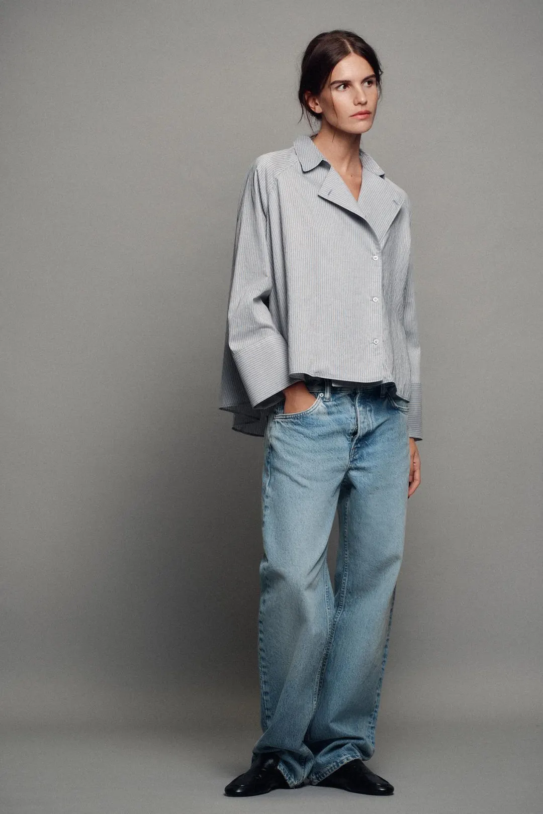 Рубашка на запах в полоску ZW Collection, Zara