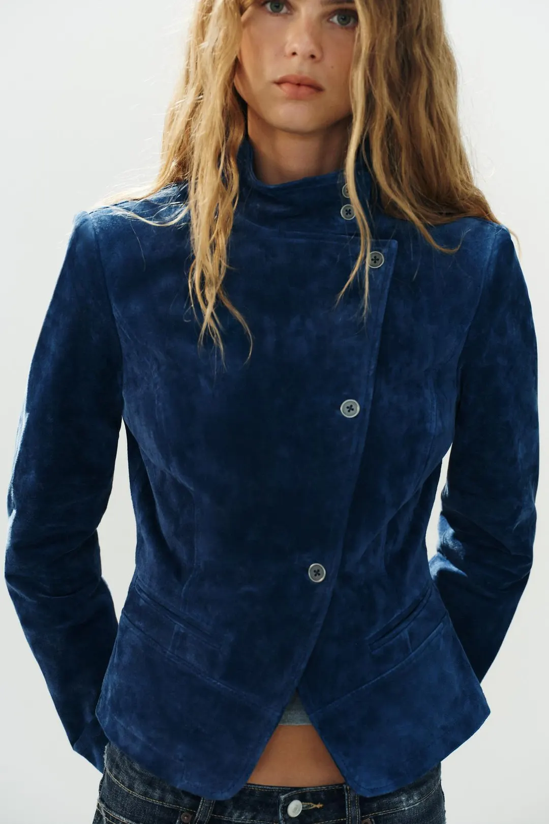 Двубортная куртка из 100% замши, Zara