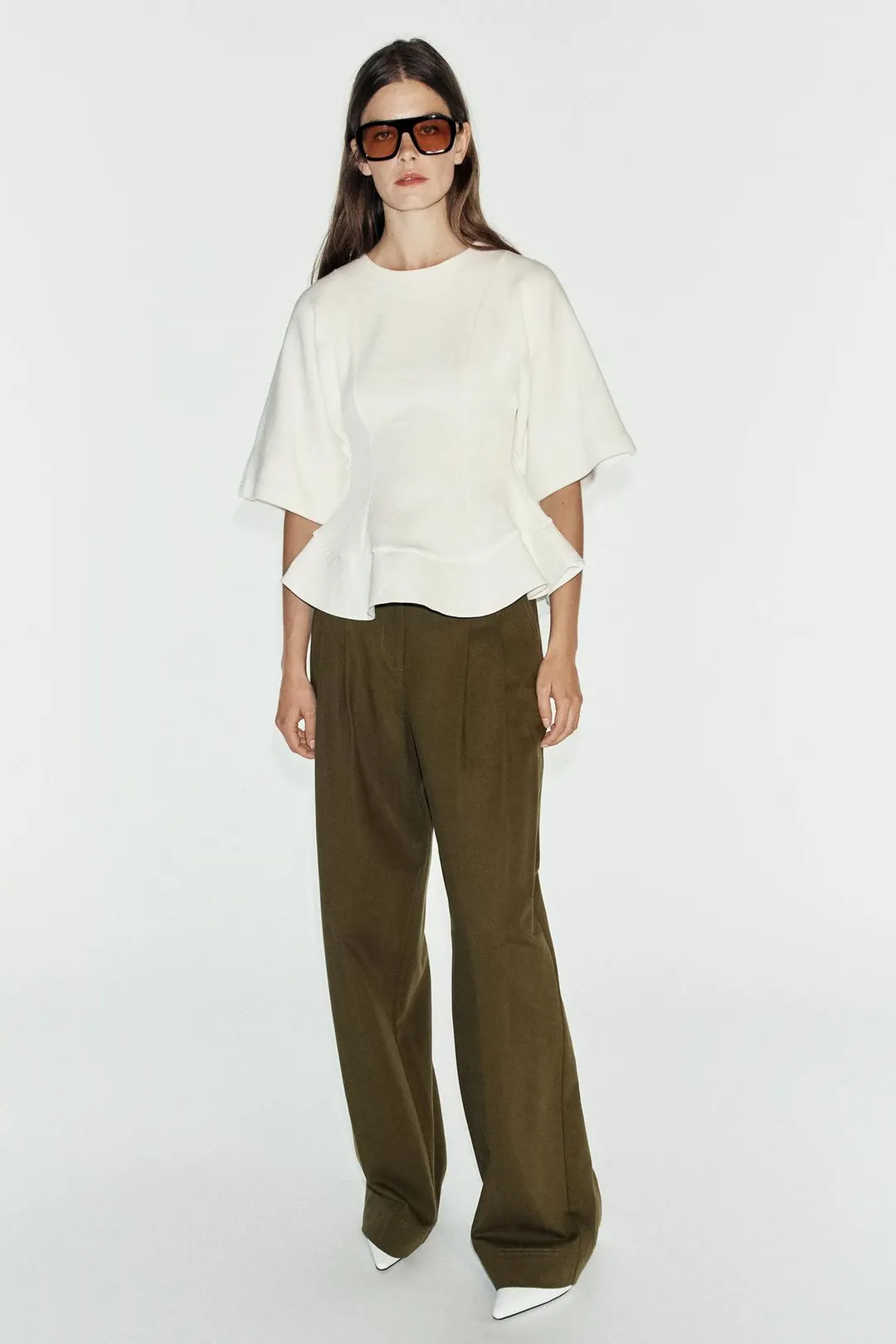 Мягкий топ с баской, Zara