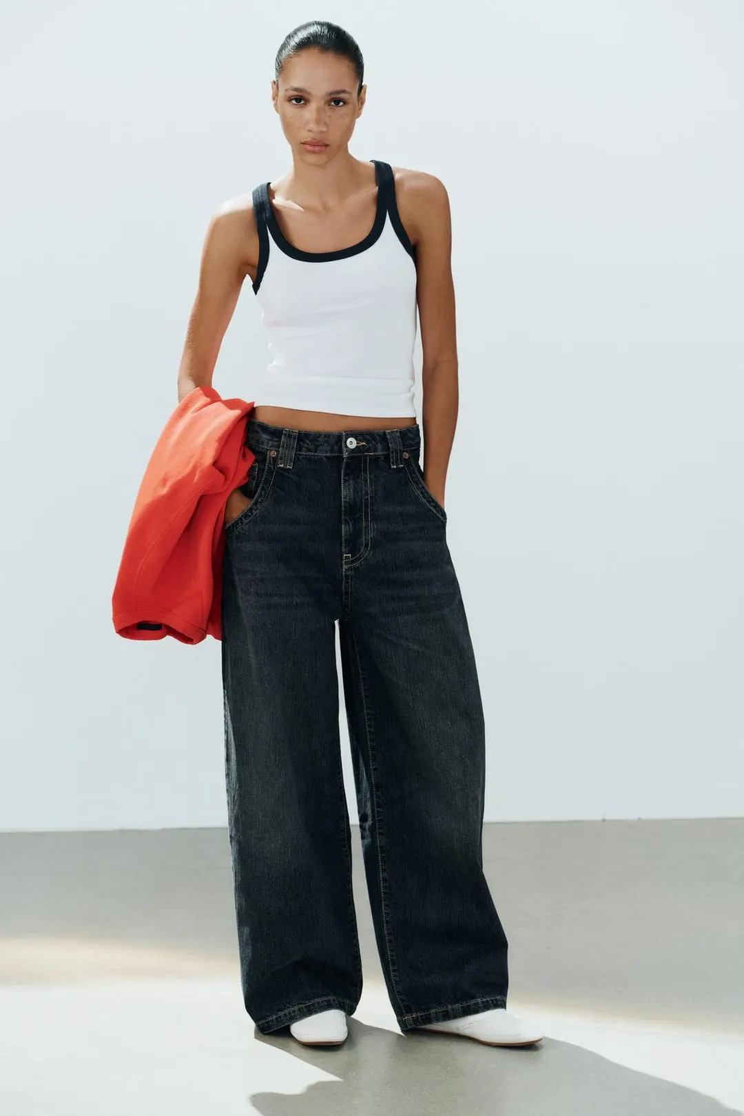 Топ без рукавов в рубчик, Zara