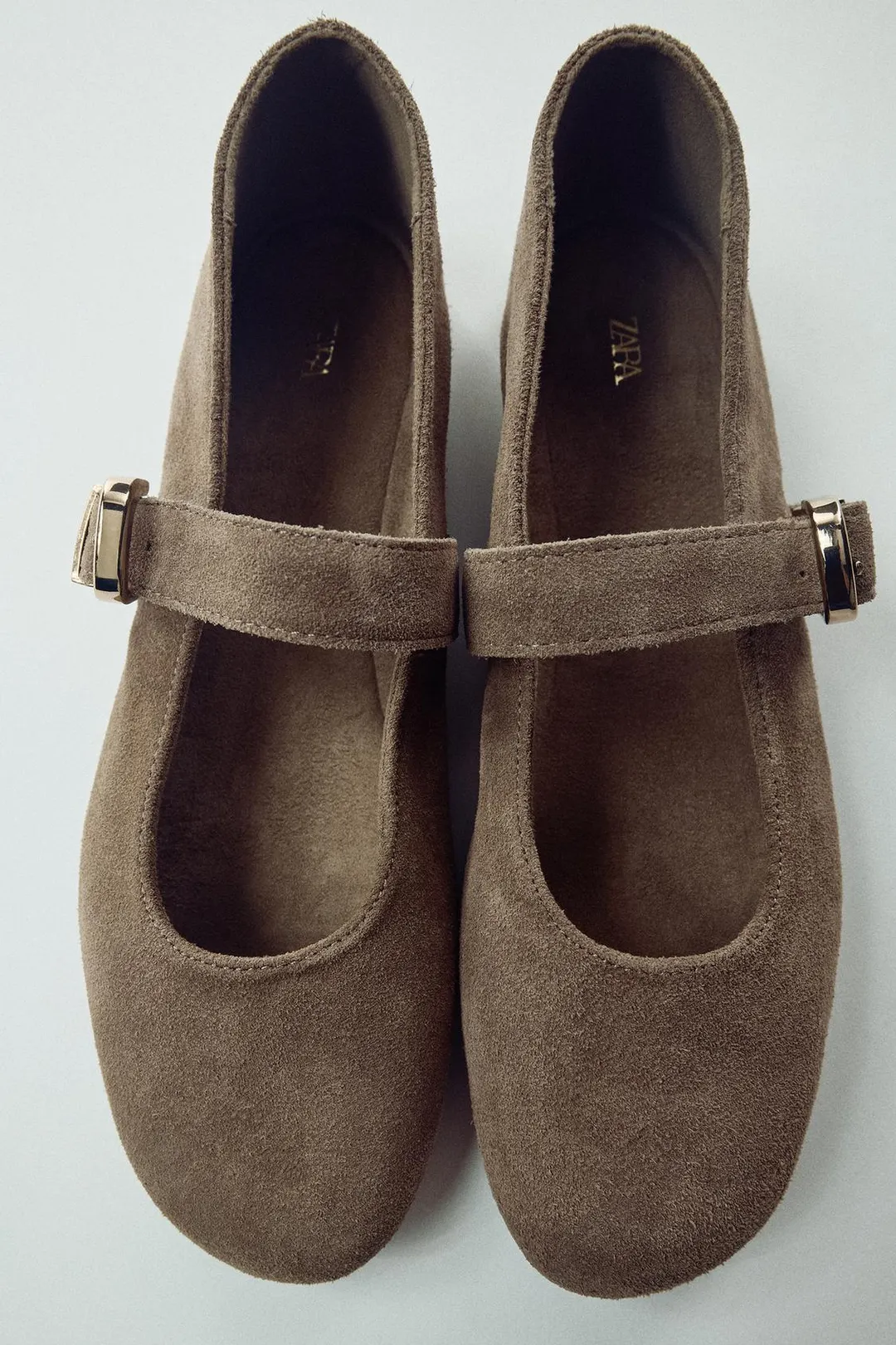 Балетки из замшевого спилка, Zara
