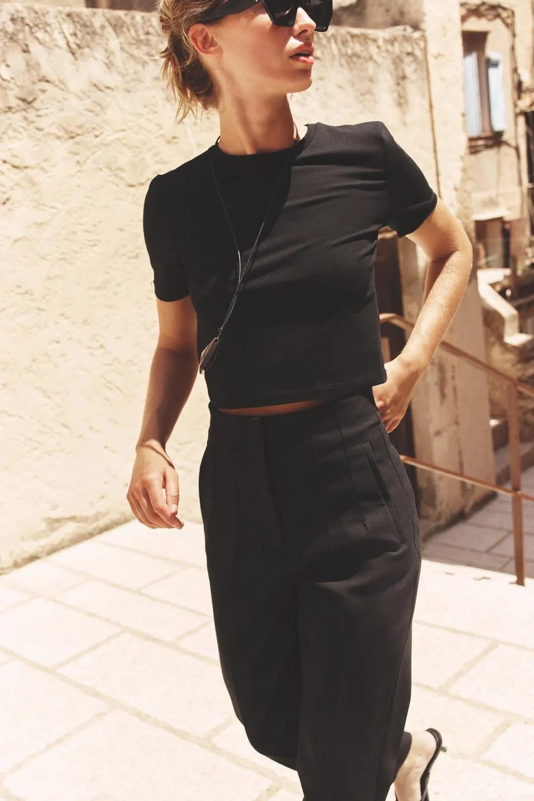 Укороченная футболка с короткими рукавами, Zara