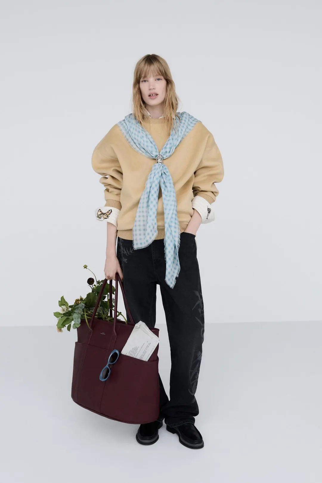 Свитшот из смесовой шерсти с круглым вырезом, Zara