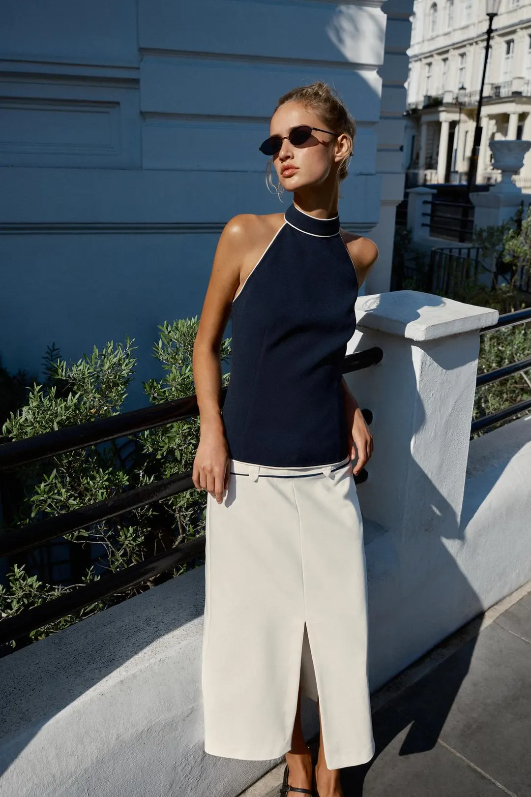 Топ халтер с контрастной отделкой, Zara
