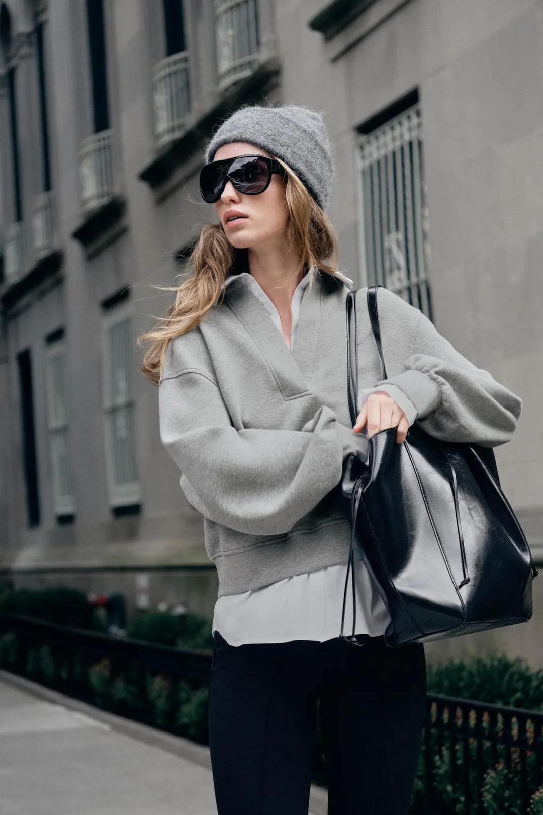 Толстовка с контрастными вставками из поплина, Zara
