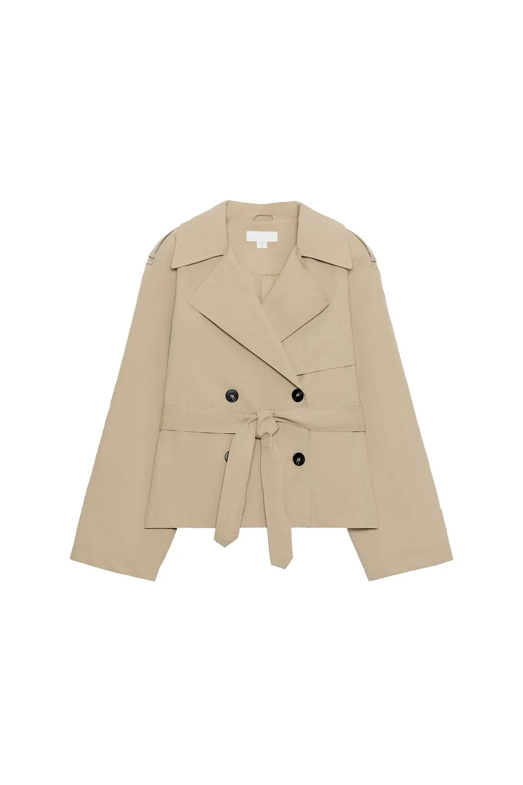 Укороченный тренч с подплечниками и поясом, Zara