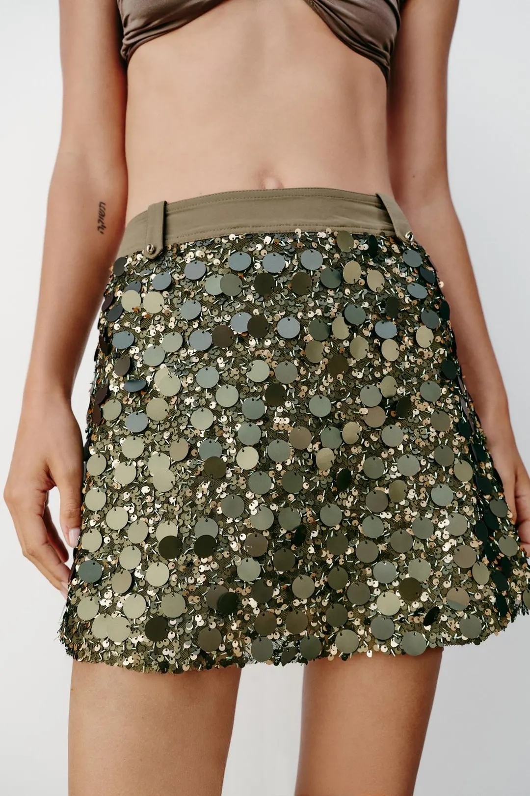 Мини-юбка с пайетками, Zara