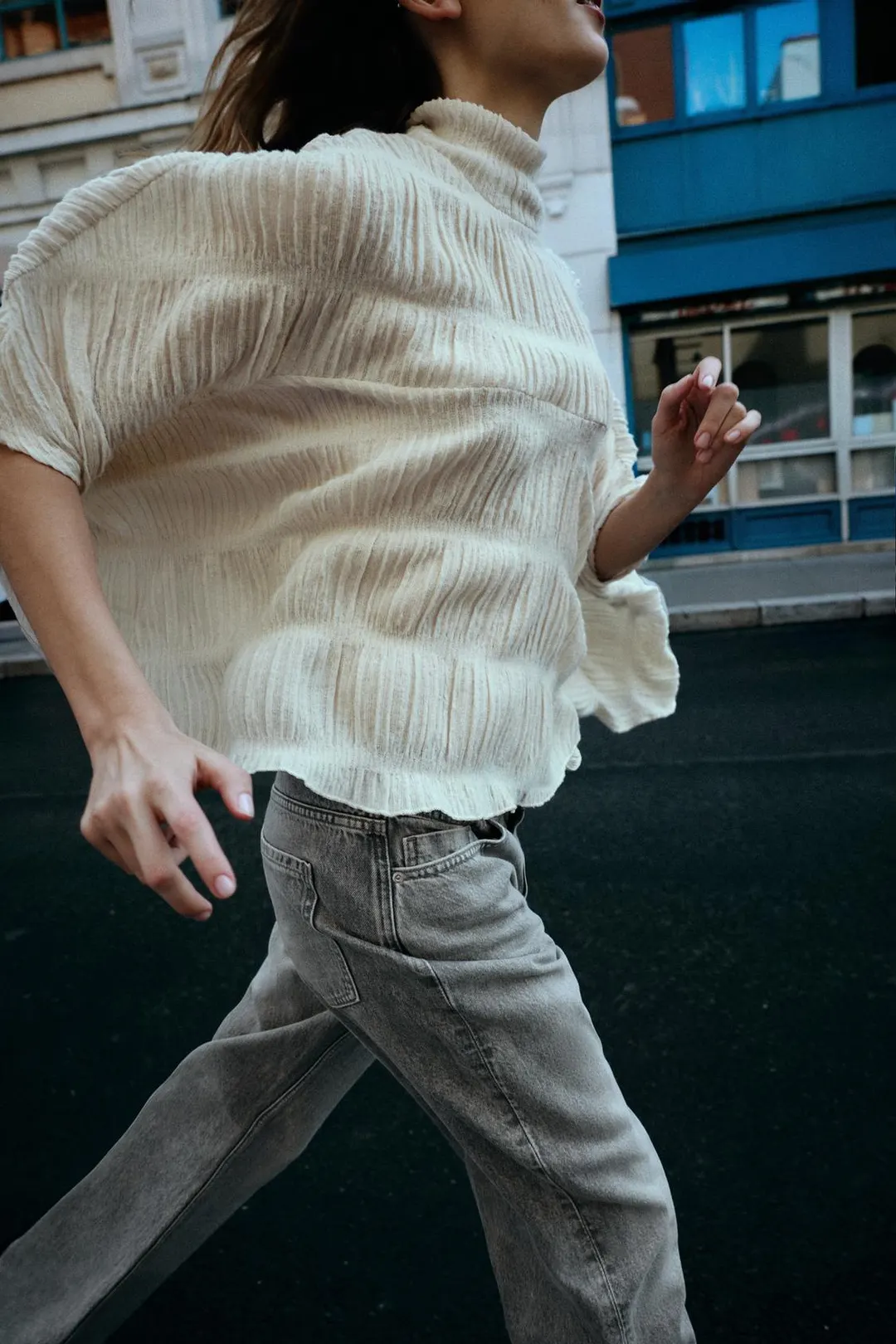 Мягкий топ-кейп с высоким воротником, Zara