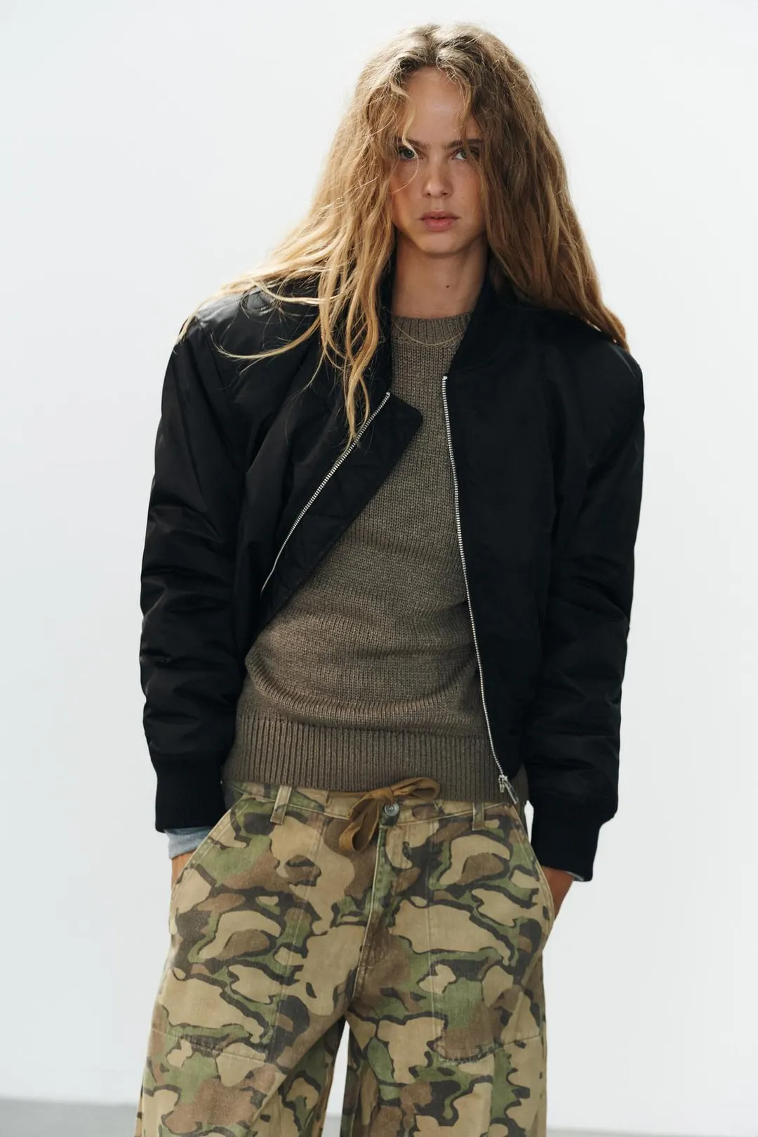 Бомбер водоотталкивающий с подплечниками, Zara