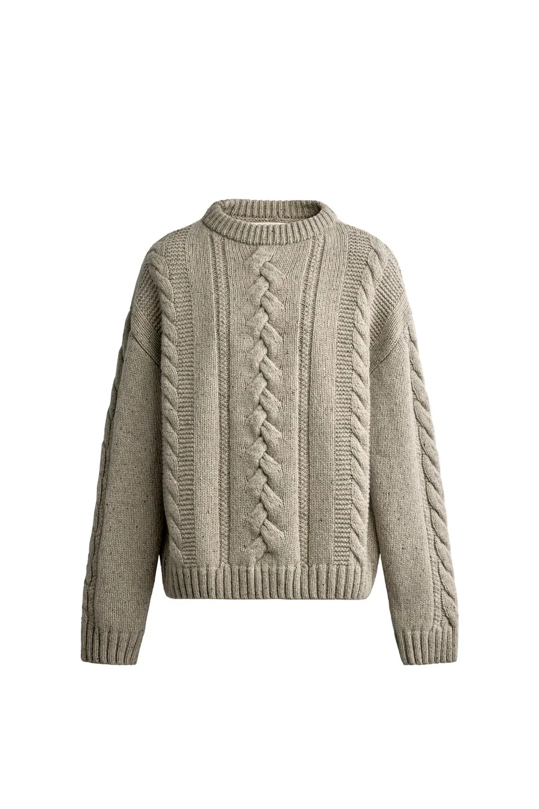 Джемпер из 100% шерсти меланжевой вязки с косами, Zara