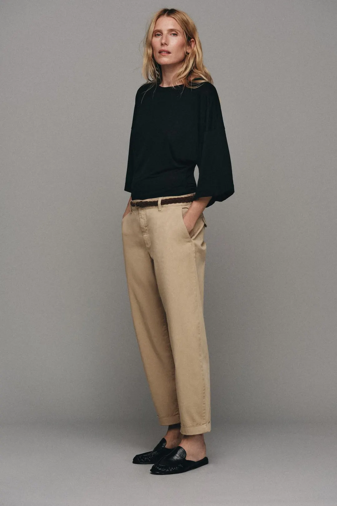 Брюки чинос с плетеным ремнем, Zara