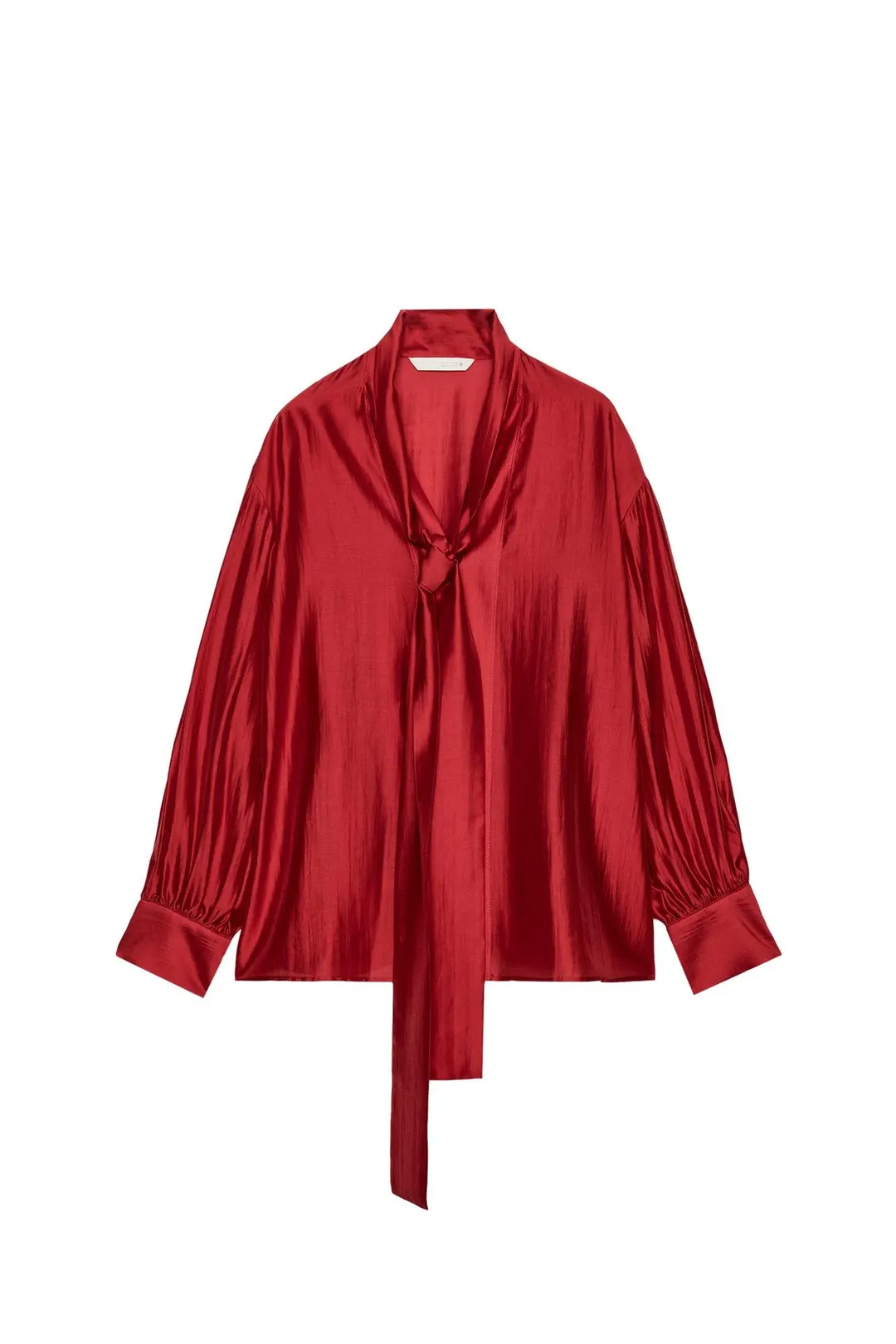Атласная рубашка с завязками ZW Collection, Zara