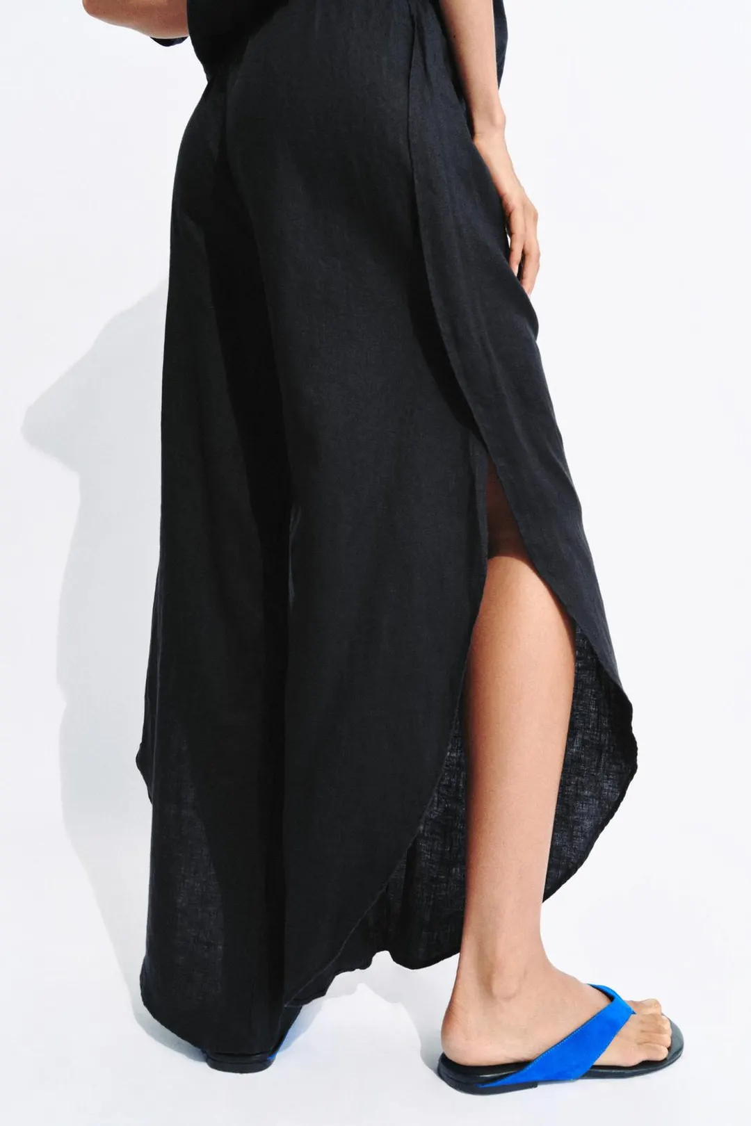 Брюки из 100% льна с разрезами ZW Collection, Zara