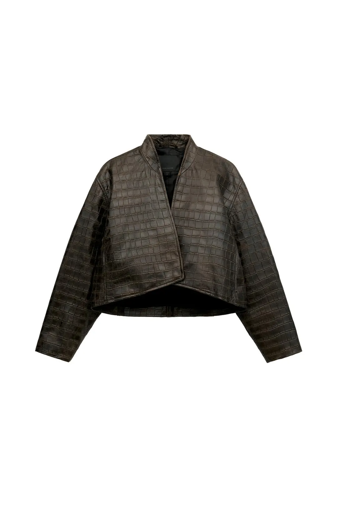 Укороченная куртка из 100% кожи с эффектом потертости ZW Collection, Zara