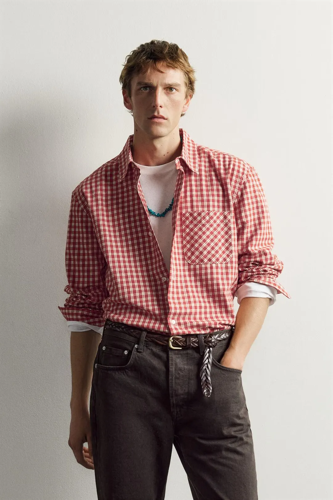 Рубашка из клетчатой саржи AARON LEVINE X ZARA, Zara