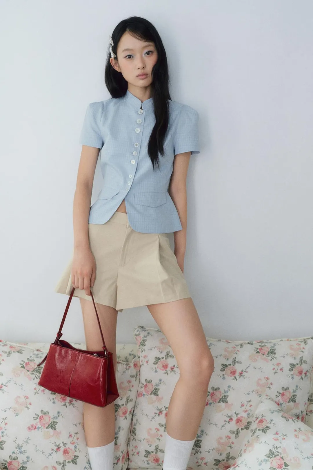 Шорты плиссированные с пуговицами, Zara