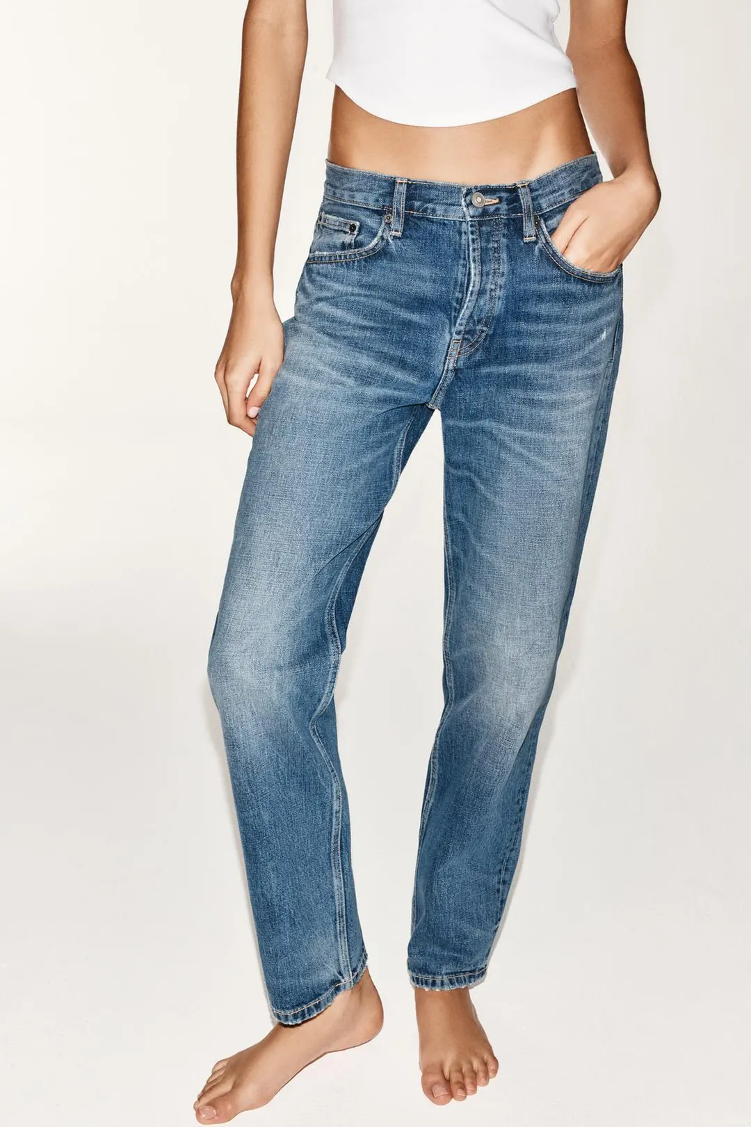 Прямые джинсы со средней посадкой TRF, Zara