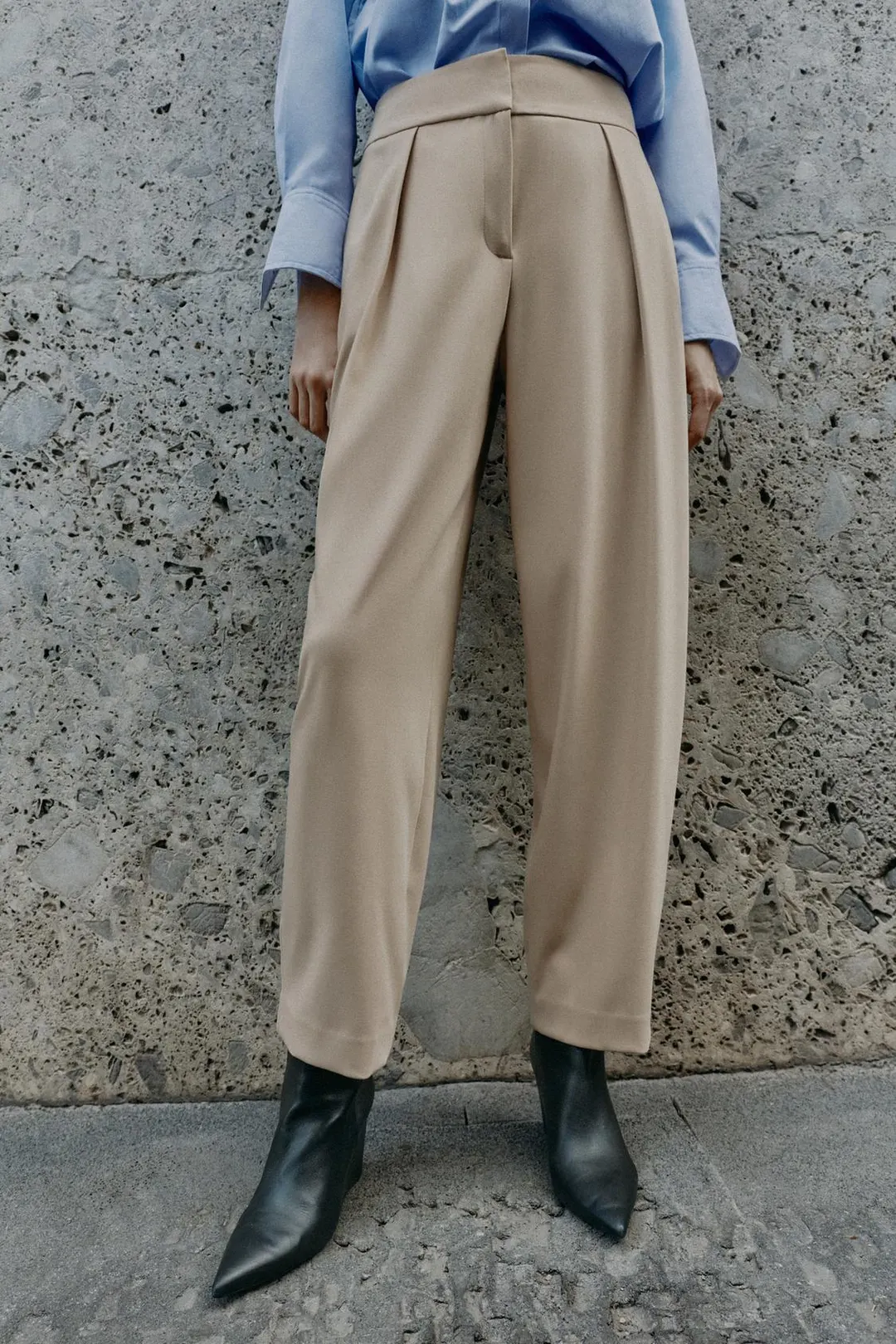Брюки зауженного кроя со складками, Zara