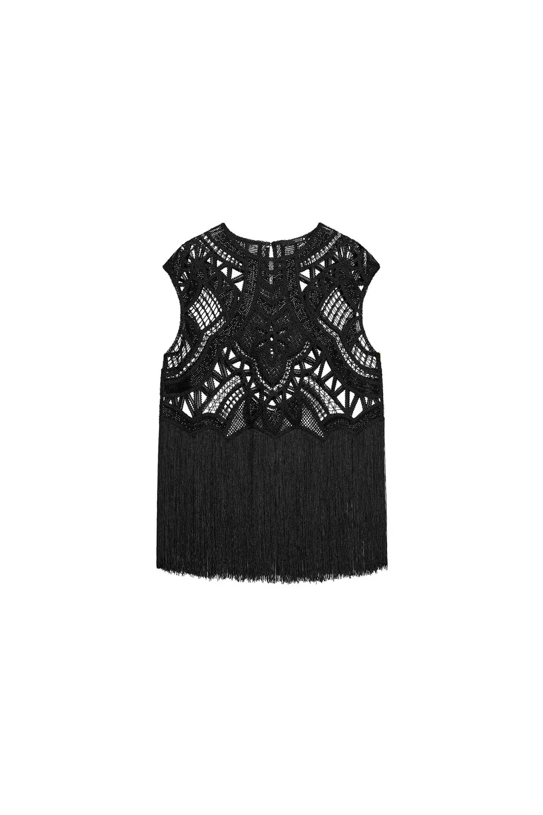 Топ вязаный крючком с бусинами и бахромой ZW Collection, Zara