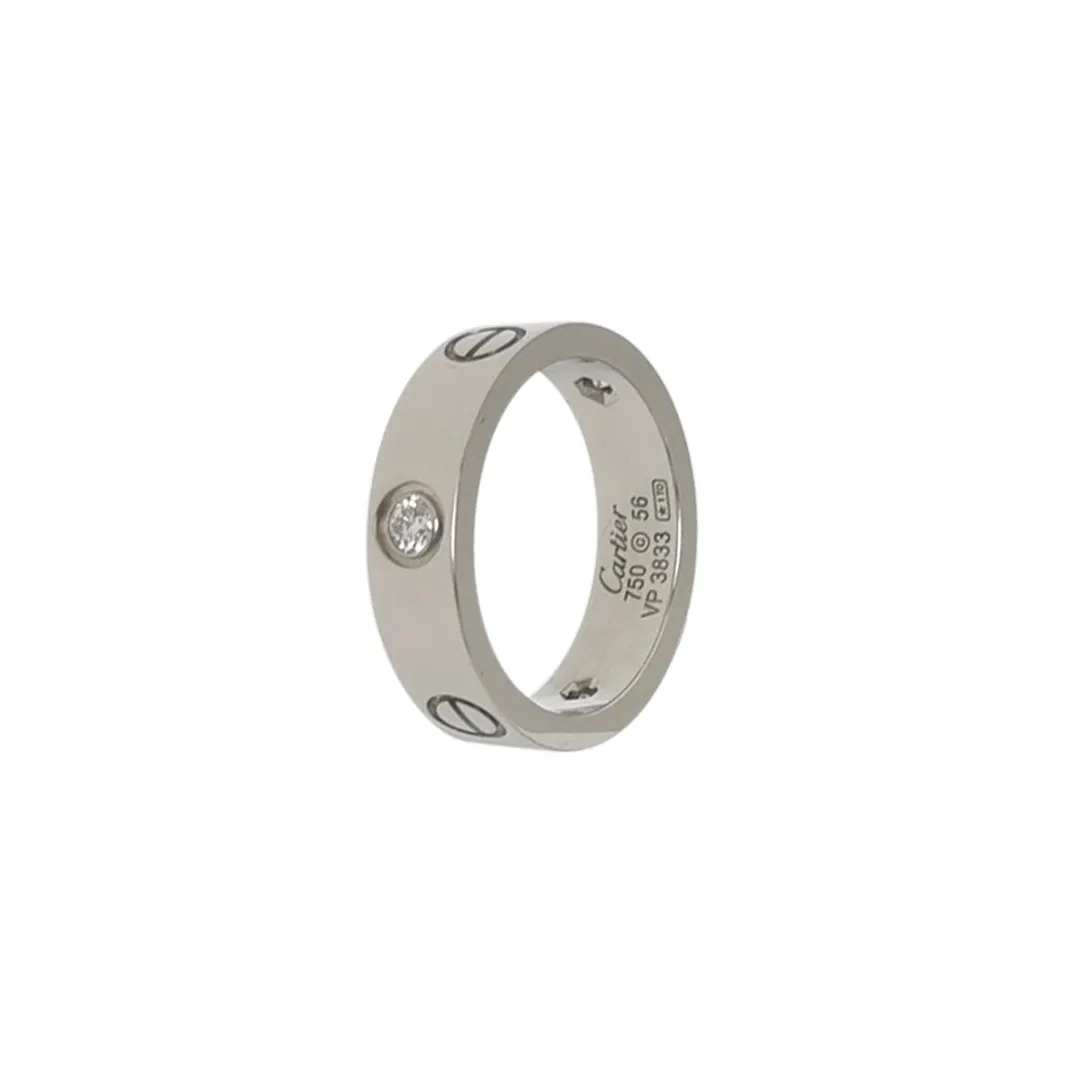 Кольцо Love из белого золота 18K с бриллиантом, размер 16 · фото 1